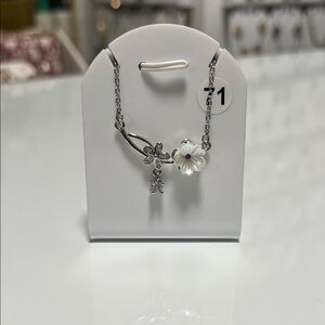 Silver Floral Charm Necklace